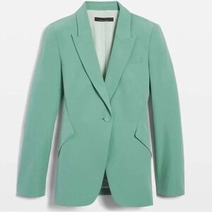 White House Black Market Lace Up Fluid Editor Blazer‎ Agave Green Womens Size 4